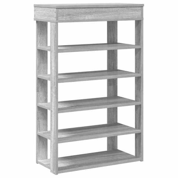 vidaXL Shoe Rack Grey Sonoma Engineered Wood Compact Storage Shoe Rack