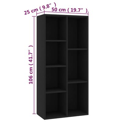 vidaXL Book Cabinet Black 19.7"x9.8"x41.7" Engineered Wood