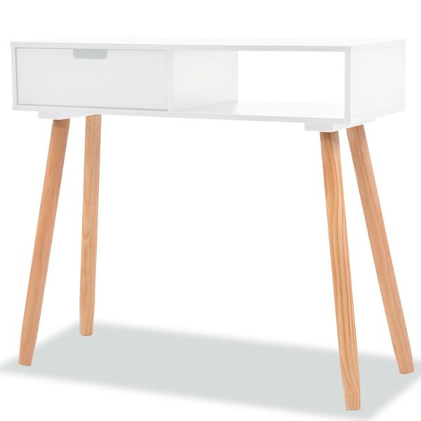 vidaXL Console Table White and Brown Solid pinewood and MDF Compact