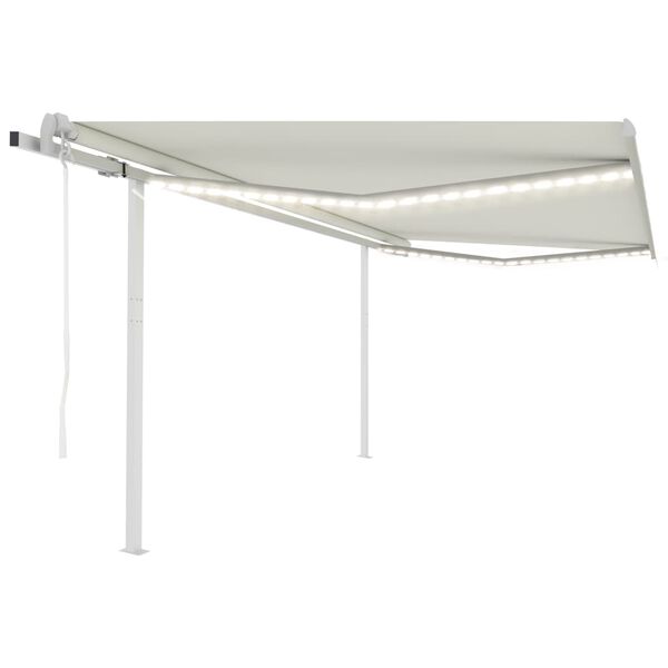 vidaXL Retractable Awning Cream Aluminum Large Height-Adjustable