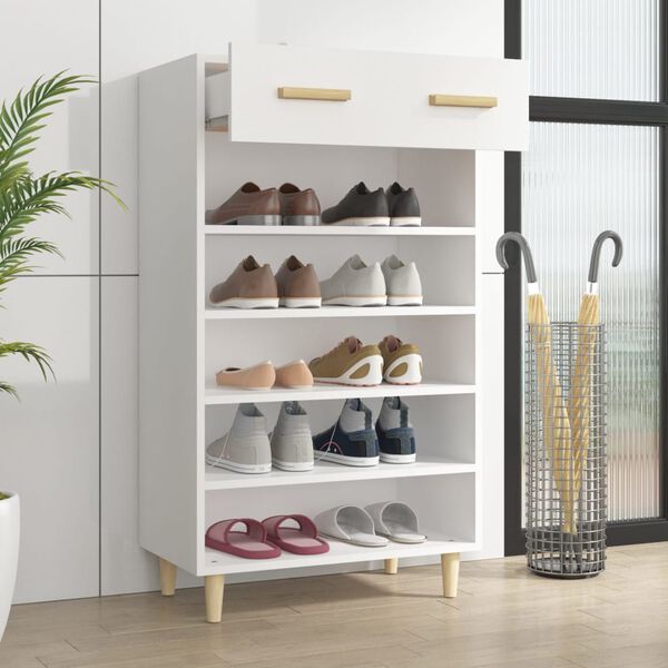 vidaXL Shoe Cabinet White Engineered Wood Medium Shoe Cabinet