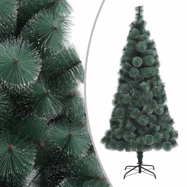 vidaXL Artificial Christmas Tree Green with white tips PET, Steel 59.1 in