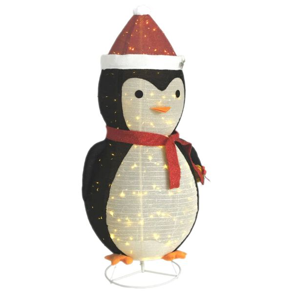 vidaXL Snow Penguin Figure Black and White Polyester, Steel Large