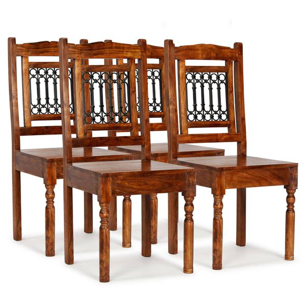 vidaXL Dining Chair Set of 4 Different shades of brown