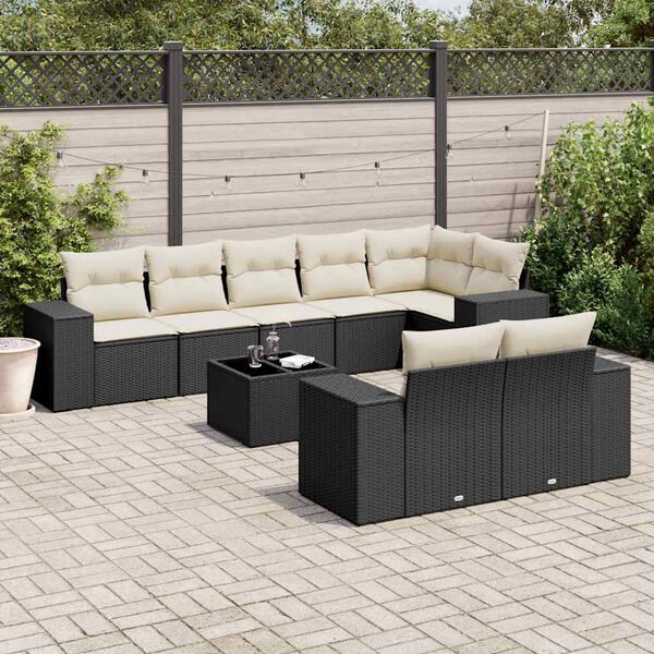 vidaXL Garden Sofa Set Black