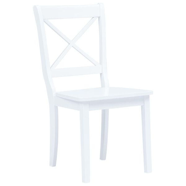 vidaXL Dining Chair Set of 4 White Solid rubber wood Standard
