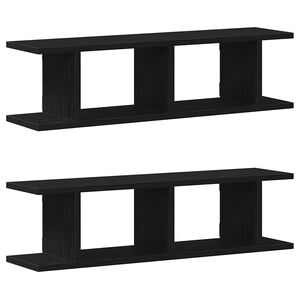 vidaXL Wall Shelf Set of 2 Black Oak Engineered Wood Standard