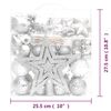 vidaXL Christmas Bauble Set Silver and white Plastic Multiple sizes