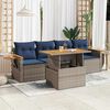 vidaXL 5 Piece Patio Sofa Set with Cushions Gray Poly Rattan