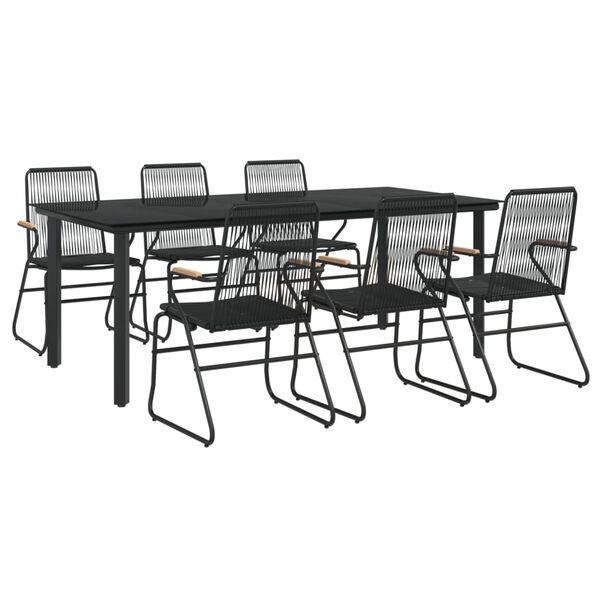 vidaXL Garden Dining Set Black PVC Rattan Large Durable