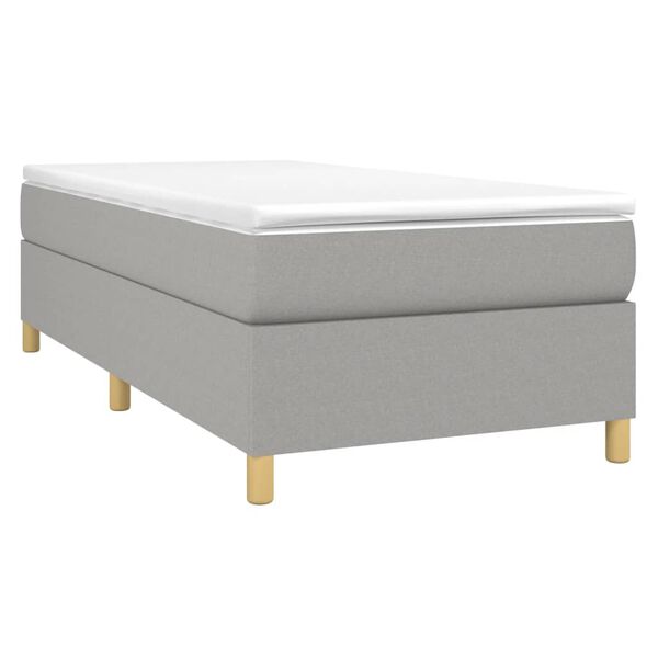 vidaXL Bed Frame Light Grey 100% polyester, plywood, engineered wood