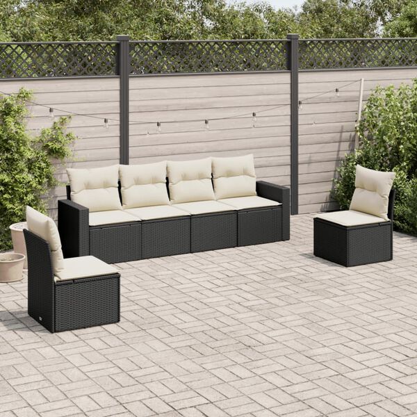 vidaXL Garden Sofa Set Black, Cream white