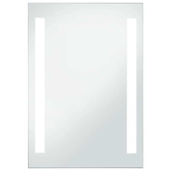 vidaXL Bathroom Mirror Silver Glass and aluminum 24 x 32 in Lights