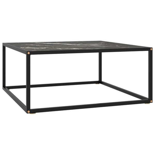 vidaXL Coffee Table Black Tempered glass, powder-coated steel Medium
