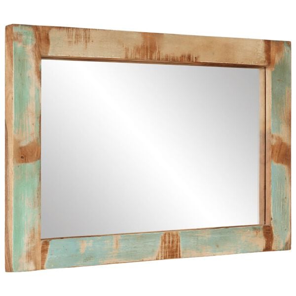 vidaXL Mirror Mixed color finish Solid reclaimed wood, glass 27.6x19.7 in