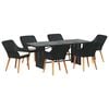 vidaXL Garden Dining Set with Cushion 7 pcs Black poly rattan