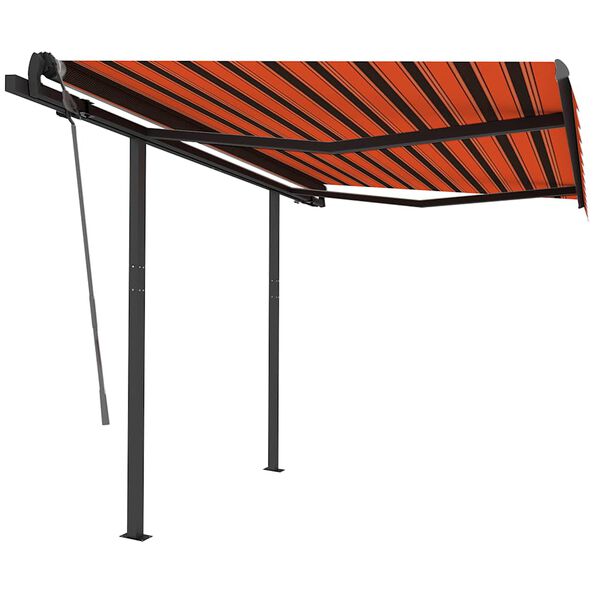 vidaXL Retractable Awning Orange and Brown Aluminum, Iron, Polyester