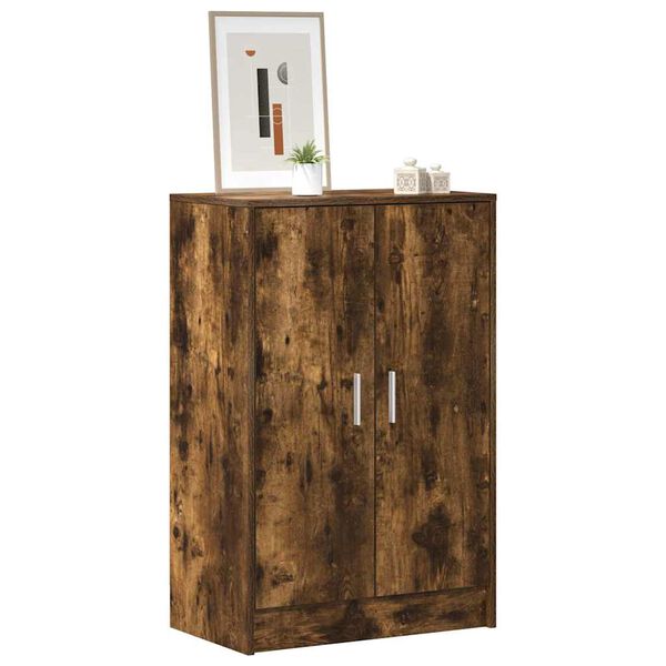 vidaXL Shoe Cabinet Smoked Oak 23.6x13.8x36.2" Engineered Wood