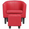 vidaXL Tub Chair with Footstool Red Faux Leather