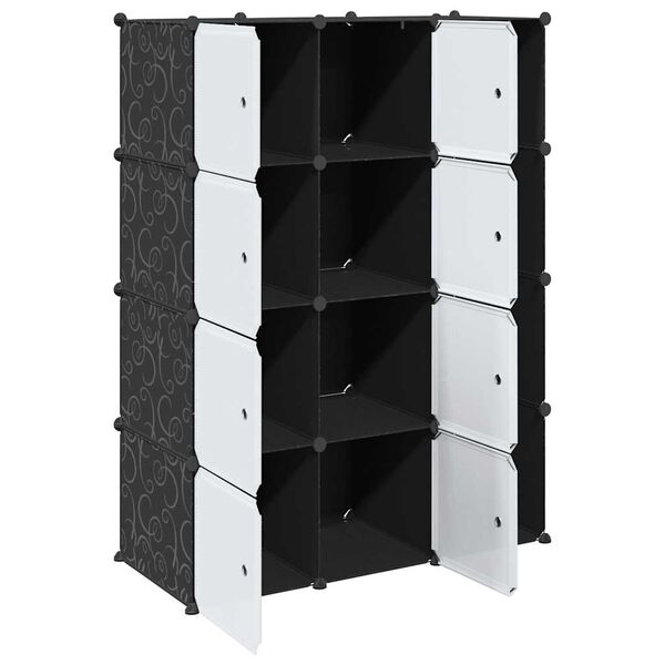 vidaXL Modular Cabinet Black and White Plastic and Chromed Steel