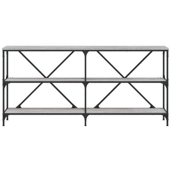 vidaXL Console Table Grey sonoma Engineered wood, iron 63x11.8x29.5 in
