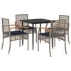 vidaXL Patio Dining Set Set of 4 Grey PE Rattan 5 Piece