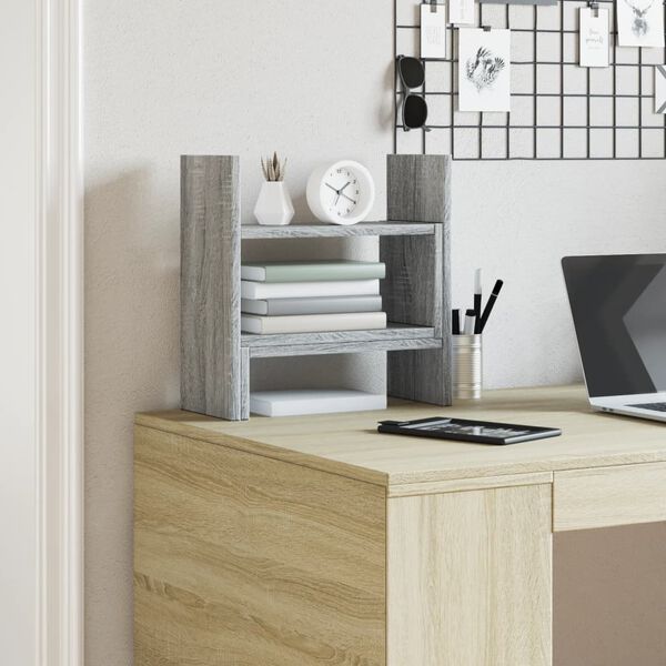 vidaXL Desk Organiser Grey Sonoma 15.2x6.7x15.4" Engineered wood