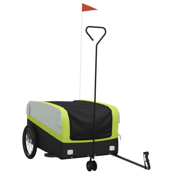 vidaXL Bike Trailer Black and Green 99.2 lb Iron