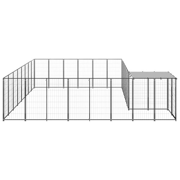 vidaXL Dog Kennel Black and silver grey Powder-coated steel, polyethylene