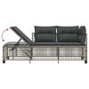 vidaXL 3 Piece Corner Patio Sofa Set with Cushions Gray Poly Rattan