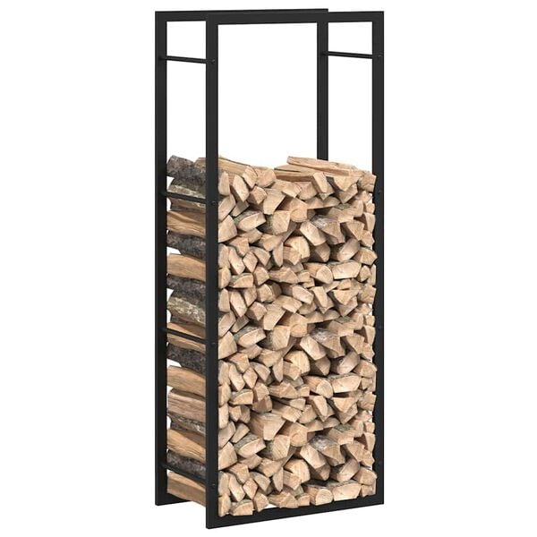 vidaXL Firewood Rack Matt Black 19.7"x11"x52" Steel