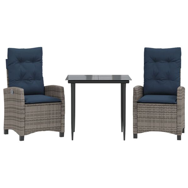 vidaXL Garden Dining Set Grey, Black, Navy Blue