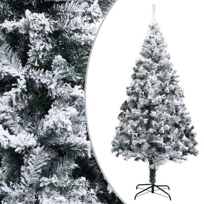 vidaXL Artificial Christmas Tree with Flocked Snow Green 82.7" PVC