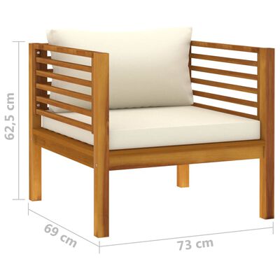 vidaXL Patio Chair with Cream White Cushions Solid Acacia Wood