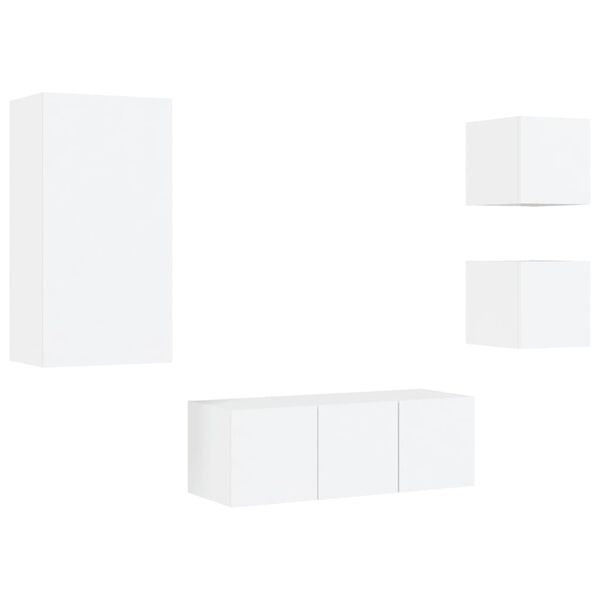 vidaXL TV Wall Unit White Engineered wood Standard TV Wall Unit