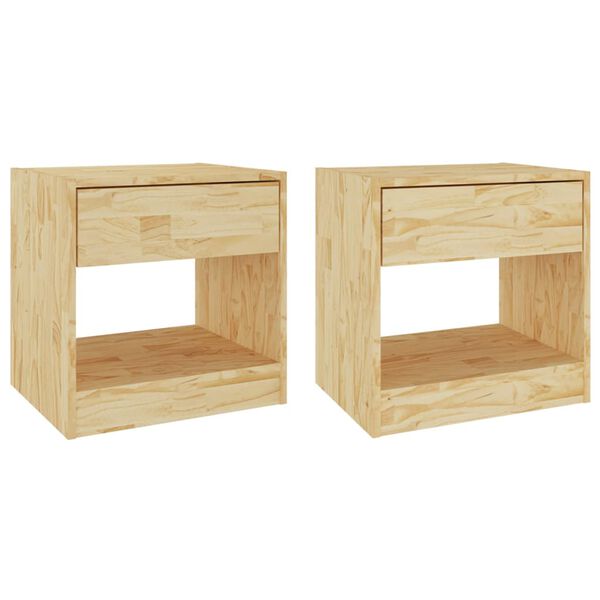 vidaXL Bedside Cabinet Set of 2 Natural wood Solid pine wood Moderate