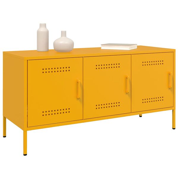 vidaXL TV Cabinet Mustard Yellow Steel Medium TV Cabinet Rectangular