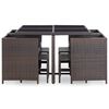 vidaXL Outdoor Dining Set Brown Steel 9 Piece Set Removable Covers