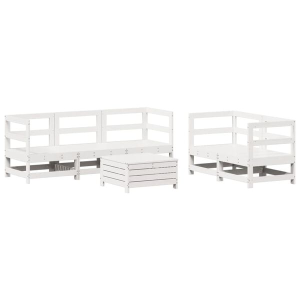 vidaXL Garden Sofa Set White Solid pine wood Large Modular