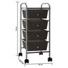 vidaXL 4-Drawer Mobile Storage Trolley Black Plastic