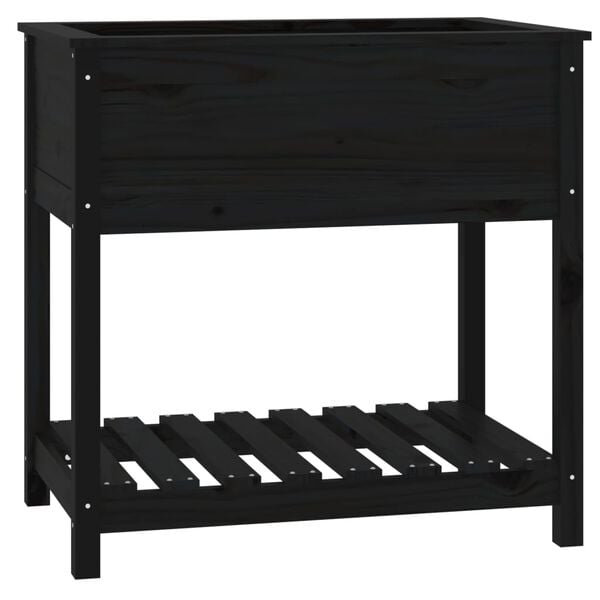 vidaXL Planter Black Solid Pine Wood About medium Planter Rectangular