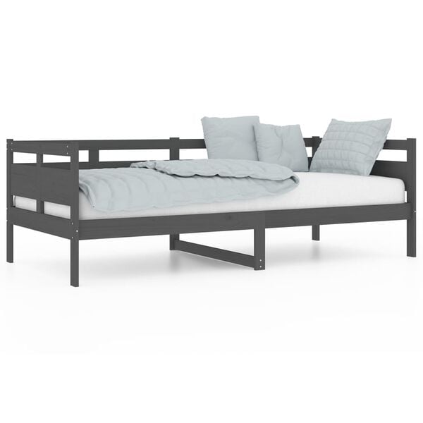 vidaXL Day Bed Grey Solid pine wood, plywood Twin Convertible