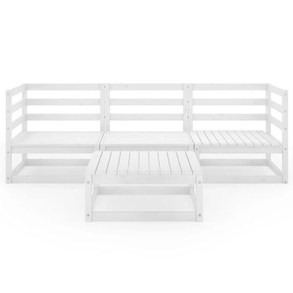 vidaXL Garden Lounge Set White Solid Pine Wood Modular Garden Lounge Set