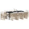 vidaXL Garden Dining Set 9 pcs Beige Poly Rattan