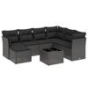 vidaXL Garden Sofa Set Black Poly Rattan and Tempered Glass Large