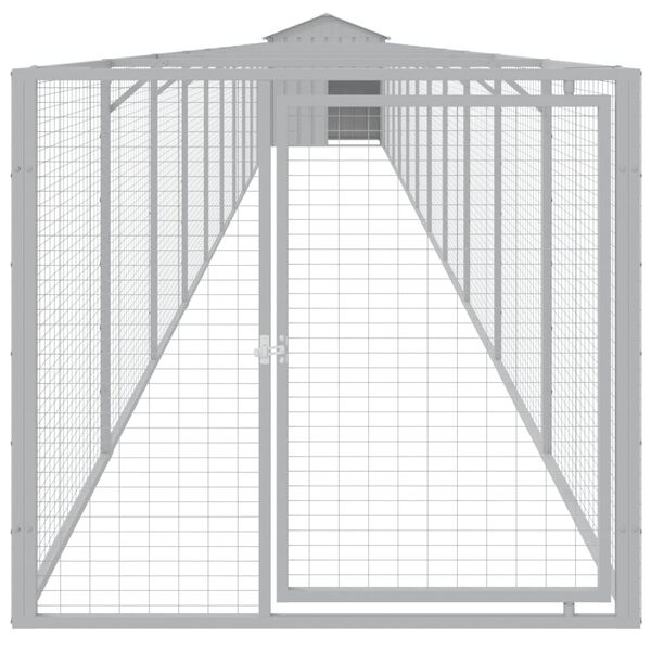 vidaXL Dog House Light Grey Galvanized Steel Large Dog House