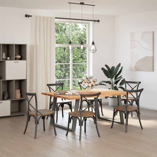 vidaXL Dining Table Light brown, Anthracite