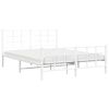 vidaXL Bed Frame White Steel King Bed Frame Rectangular Modern