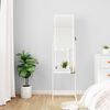 vidaXL Mirror Jewelry Cabinet White Engineered Wood, Glass, Fabric