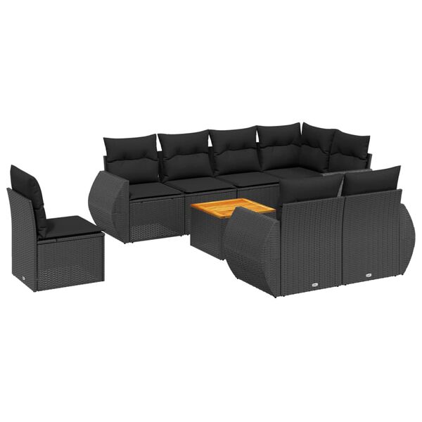 vidaXL Garden Sofa Set Black